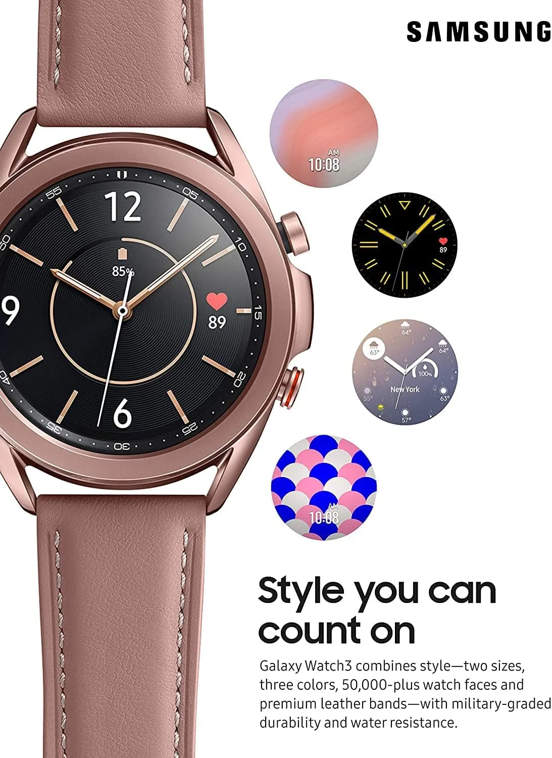 SAMSUNG Galaxy Watch 3 (41mm, GPS, Bluetooth, Unlocked LTE) Smart Watch with Advanced Health Monitoring, Fitness Tracking, and Long lasting Battery - Mystic Bronze (US Version)