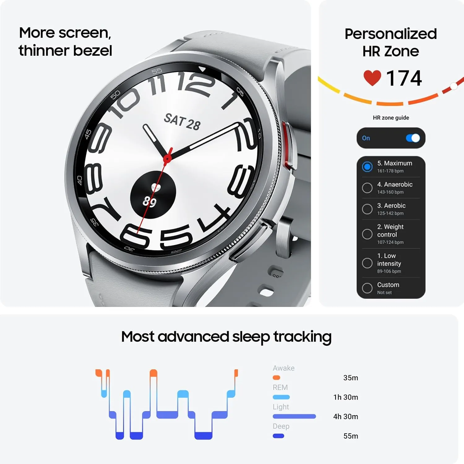 Samsung Galaxy Watch 6 Classic 47mm Bluetooth Smartwatch, Rotating Bezel, Fitness Tracker, Personalized HR Zones, Advanced Sleep Coaching, Heart Monitor, BIA Sensor, Health Insights, US Version Silver