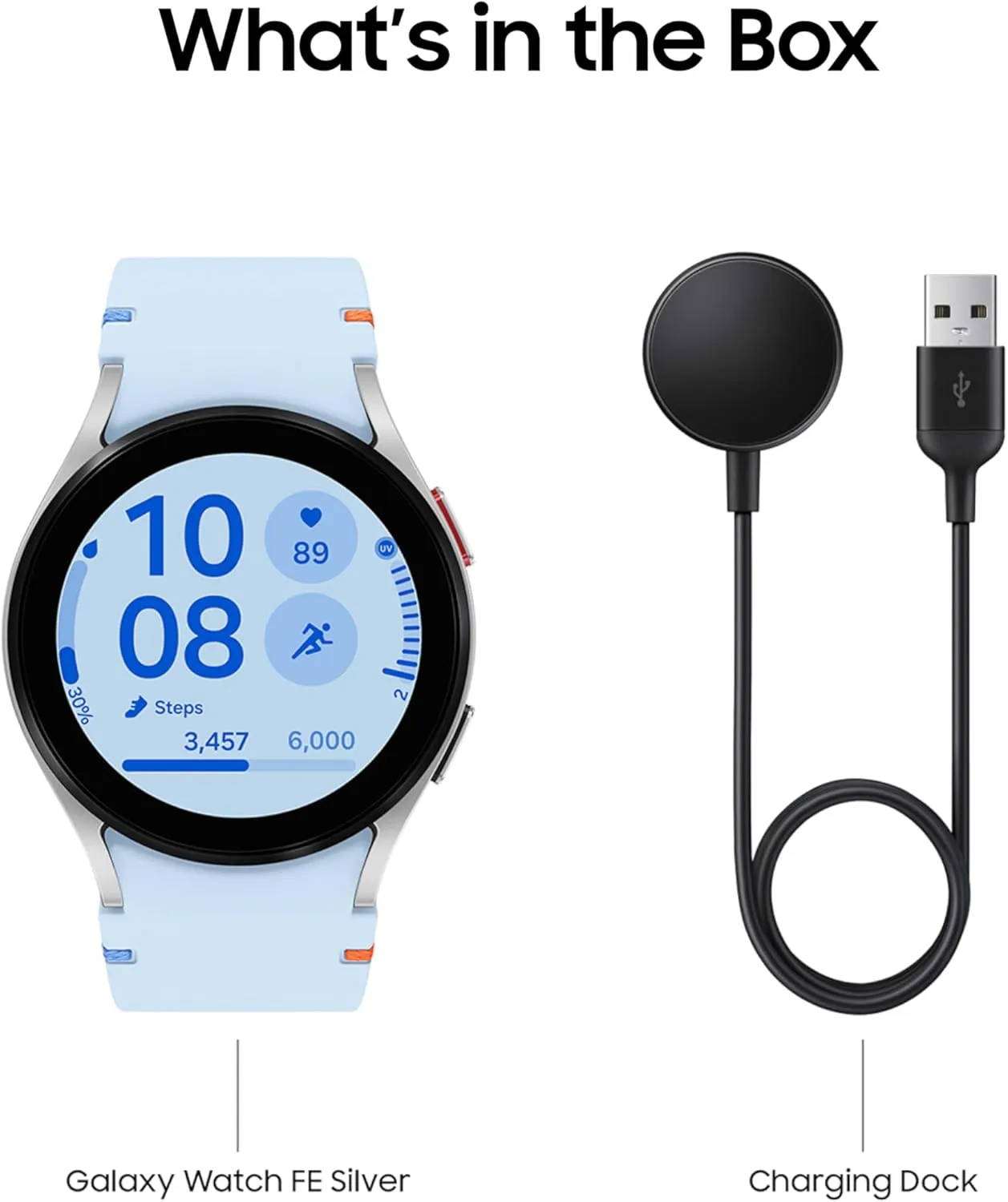 SAMSUNG Galaxy Watch FE 40mm Bluetooth AI Smartwatch w/Fitness Tracking, BIA Sensor, Personalized HR Zones, Heart Rate Tracker, Sleep Monitor, 2024, Silver [US Version, 1Yr Manufacturer Warranty]