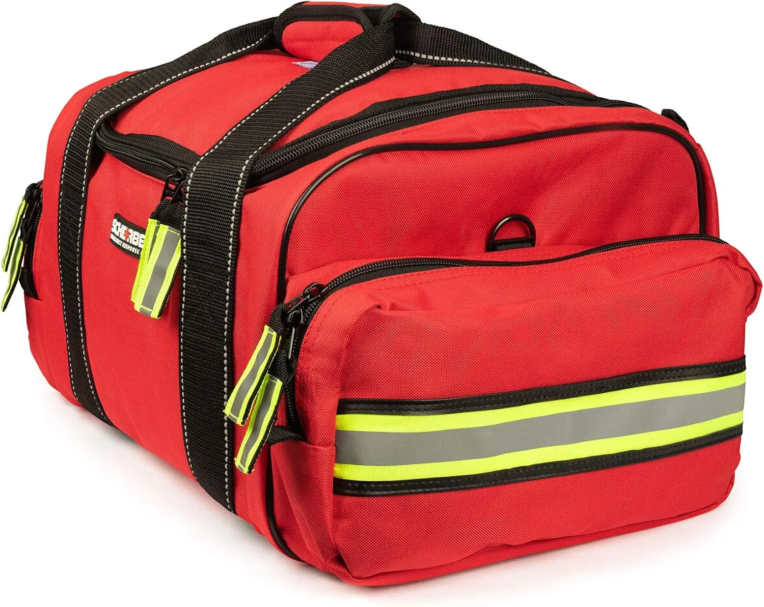 Scherber Fully-Stocked First Responder Bag | Professional EMT/EMS Trauma & Bleeding Medical Kit | HSA/FSA Approved | CAT Tourniquet, HyFin Chest Seal, Israeli Bandage & 250  First Aid Supplies (Red)