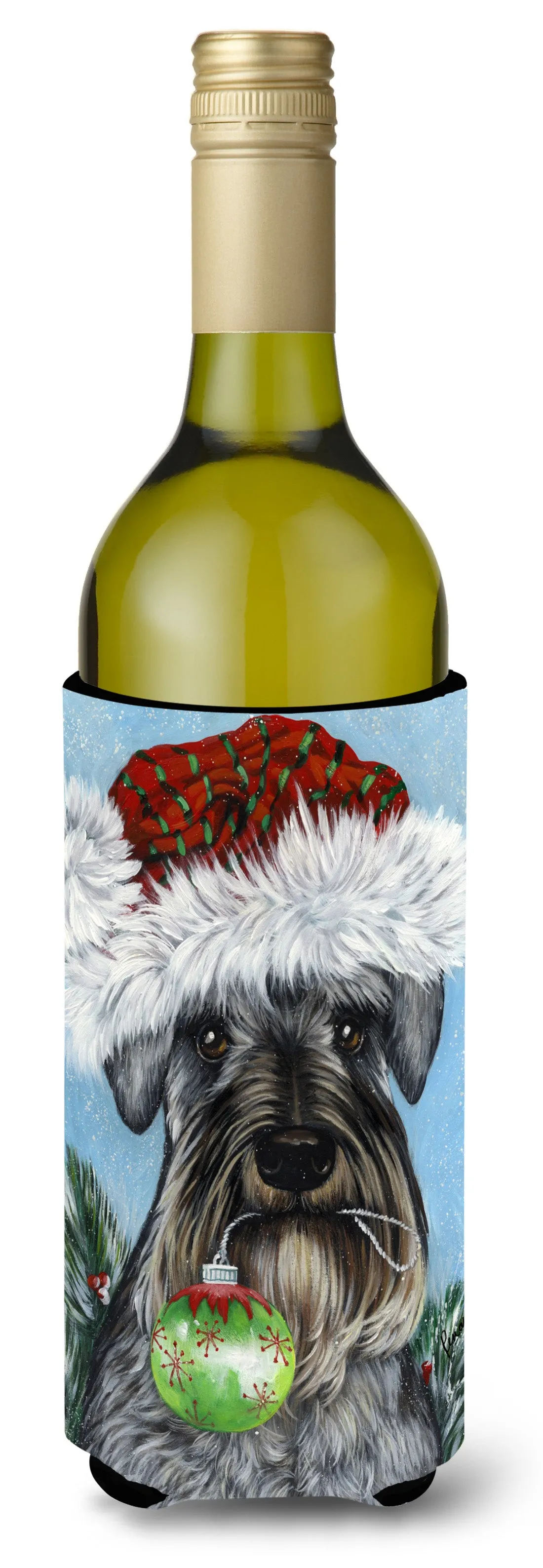 Schnauzer Christmas Pure at Heart Wine Bottle Hugger PPP3163LITERK