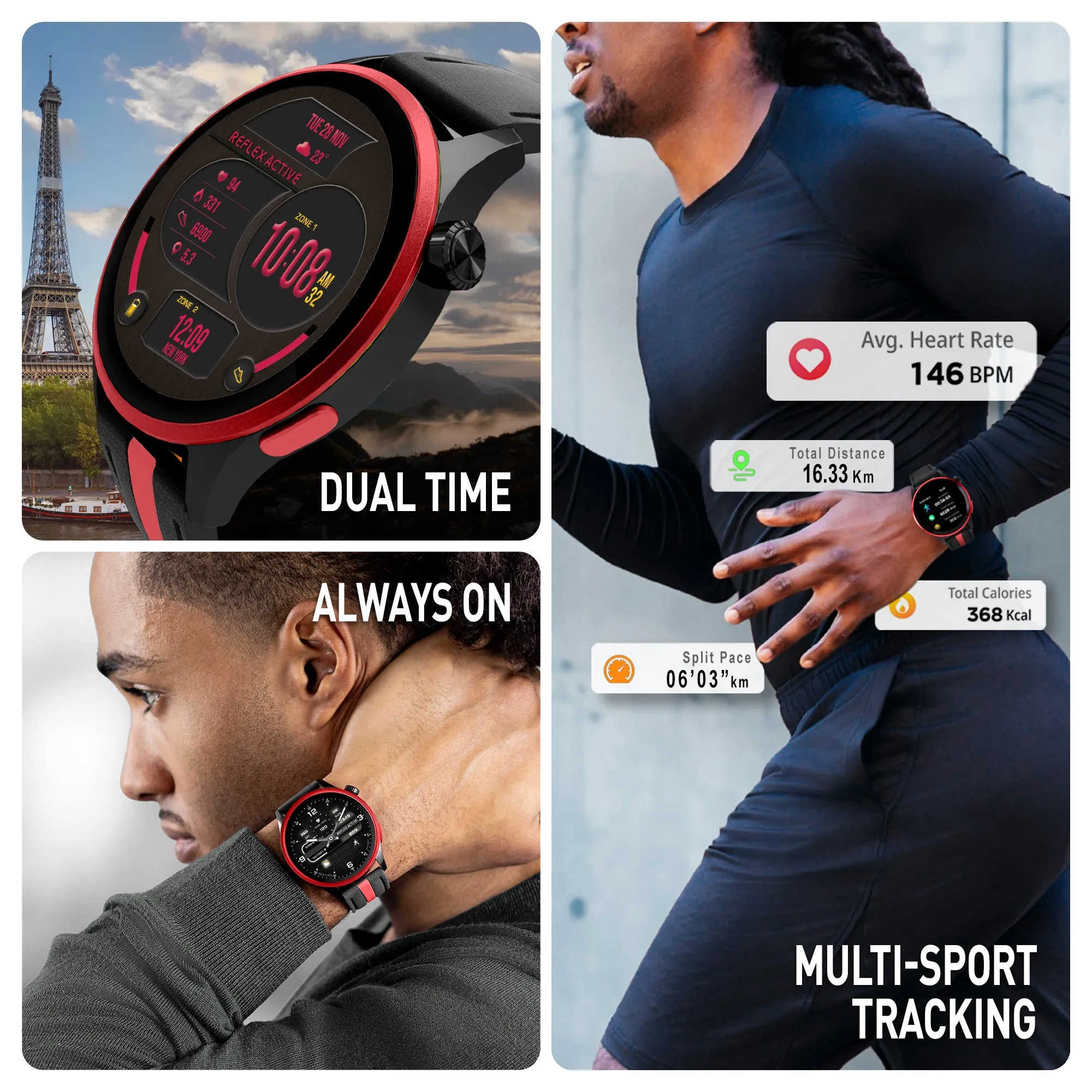 Series 54 AMOLED GPS Black and Red Smart Calling Watch