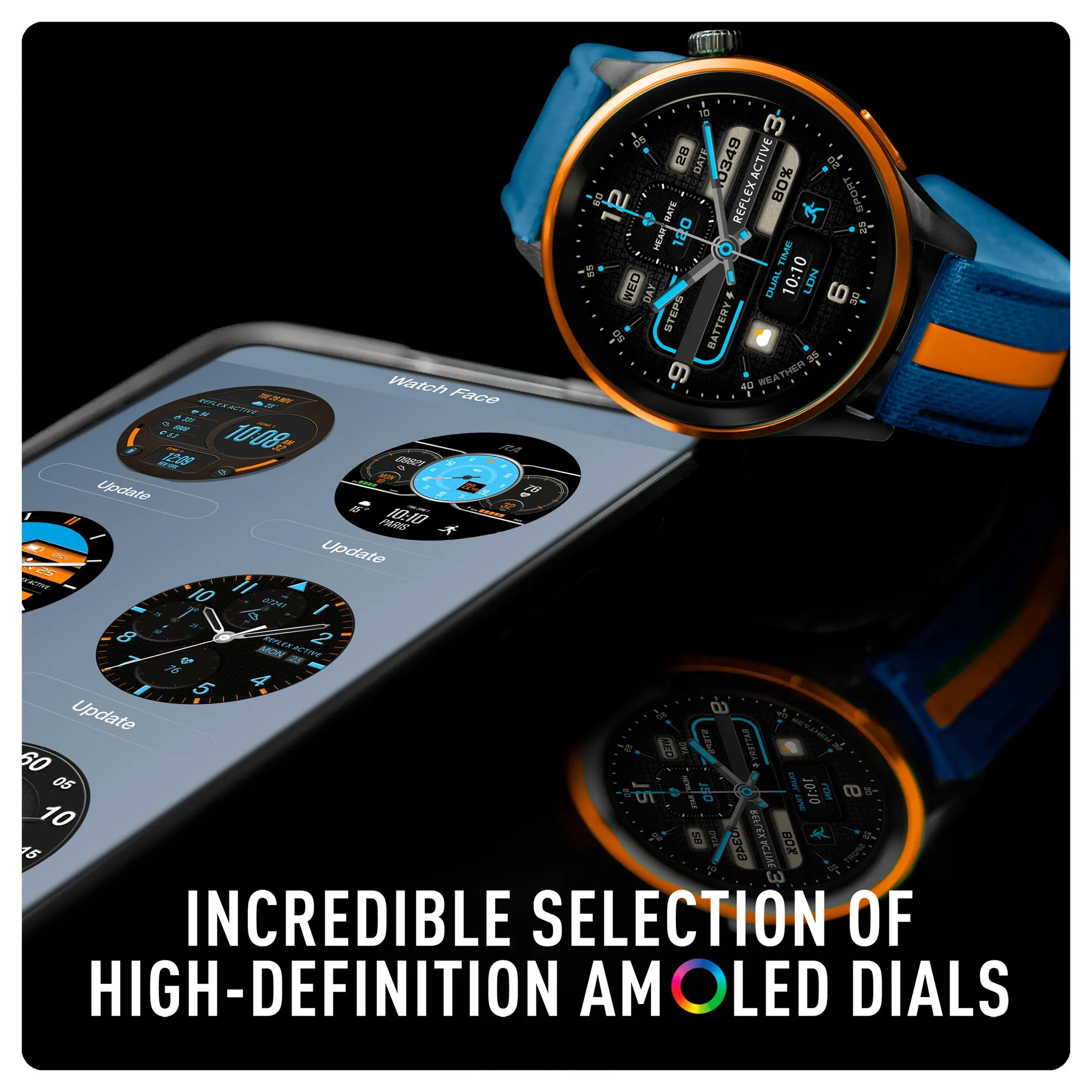 Series 54 AMOLED GPS Blue and Orange Smart Calling Watch