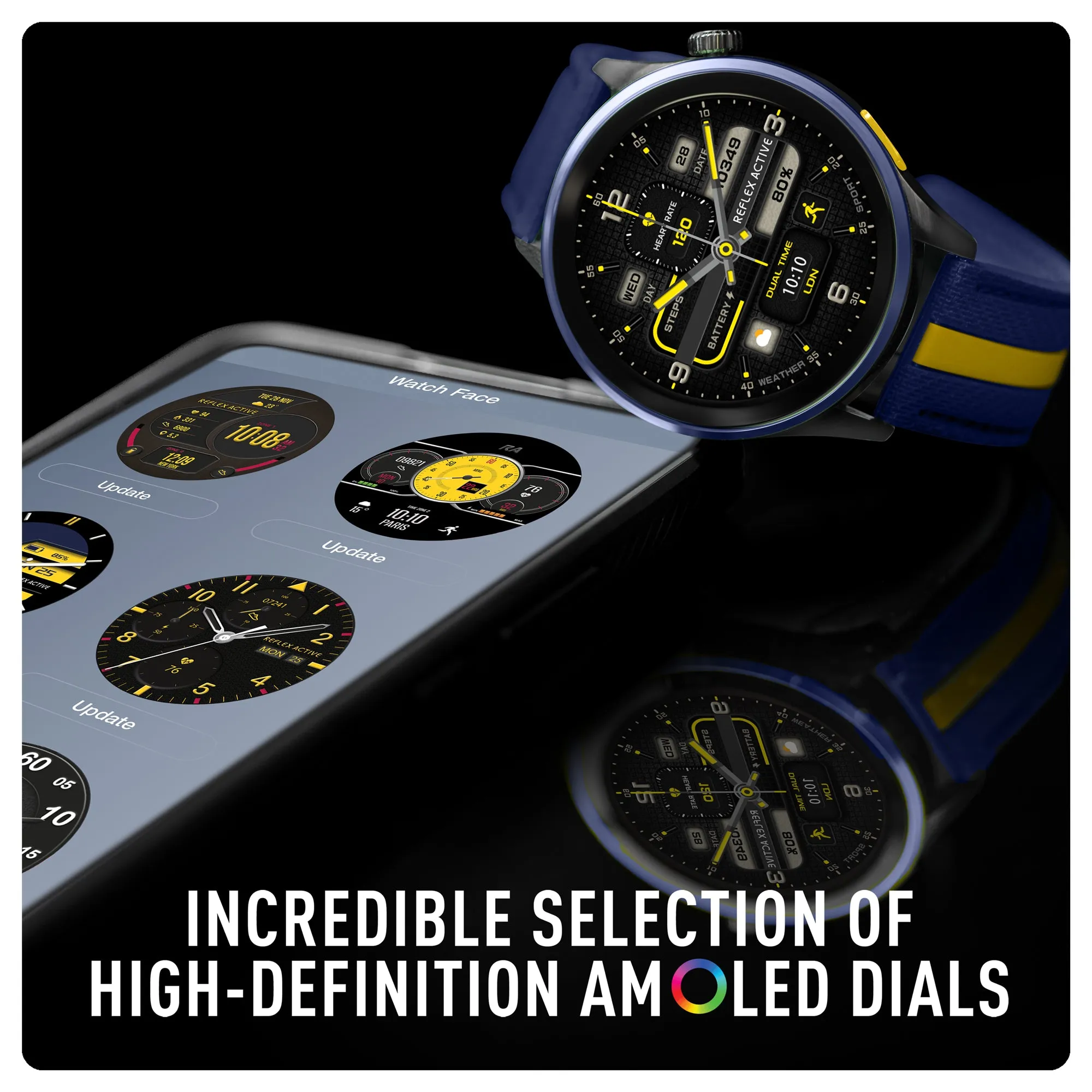 Series 54 AMOLED GPS Blue and Yellow Smart Calling Watch