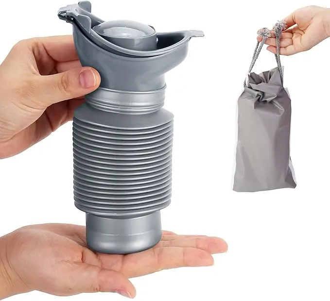 Set of 2 Portable Travel Urinal, Collapsible Urinals for Men and Women, Reusable Kids Potty, Personal Pee Bottle for Outdoor Camping, Long Road Trip and in Traffic