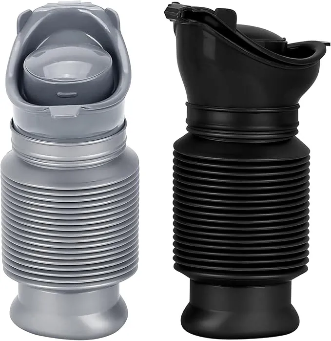 Set of 2 Portable Travel Urinal, Collapsible Urinals for Men and Women, Reusable Kids Potty, Personal Pee Bottle for Outdoor Camping, Long Road Trip and in Traffic