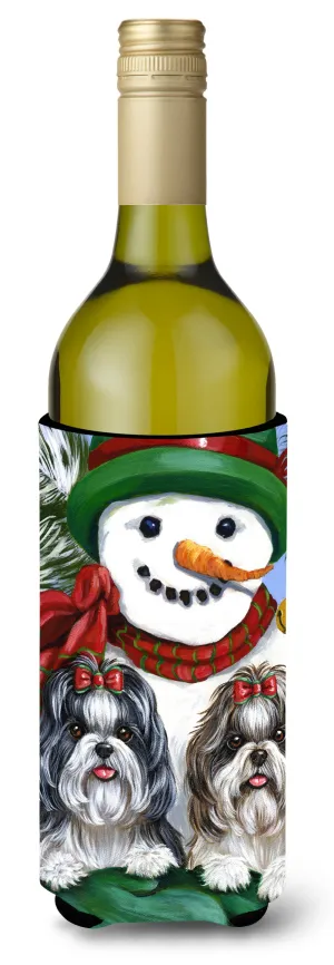 Shih Tzu Christmas Snowman Wine Bottle Hugger PPP3191LITERK