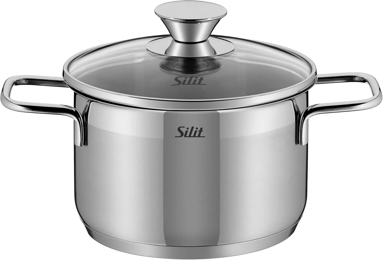 Silit High Casserole Pouring Rim Glass Lid, Silver, 16 cm