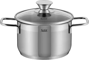 Silit High Casserole Pouring Rim Glass Lid, Silver, 16 cm