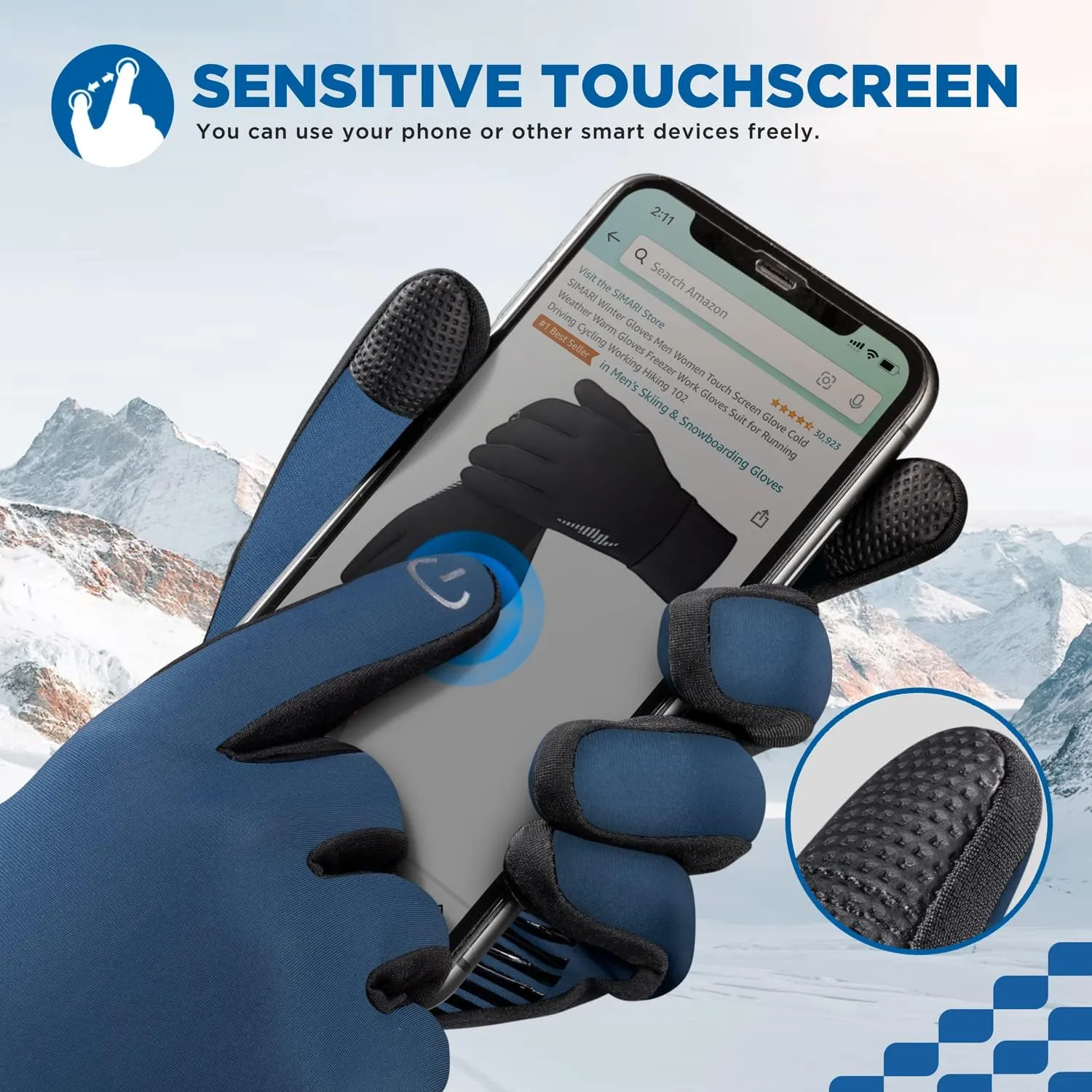 SIMARI Winter Gloves Women Men Ski Snow Gloves Liner Thermal Warm Touch Screen, Suit for Running, Cycling, Biking, Hiking, Driving, Walking, Typing, Freezer Work, Sports, Soccer, Shooting, Gaming 102