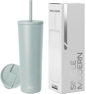 Simple Modern Insulated Tumbler with Lid and Straw | Iced Coffee Cup Reusable Stainless Steel Water Bottle Travel Mug | Gifts for Women Men Her Him | Classic Collection | 28oz | Sea Glass Sage