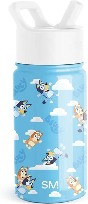 Simple Modern Kids Summit Water Bottle with Straw Lid | Bluey 14oz Stainless Steel Cup Insulated Tumbler for Toddlers, School | Bluey Sky