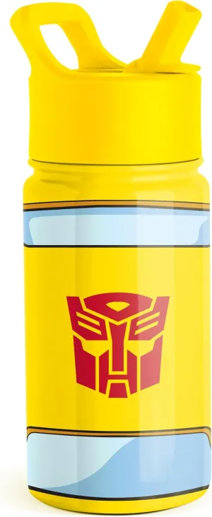 Simple Modern Kids Summit Water Bottle with Straw Lid | Transformers 14oz Stainless Steel Cup Insualted Tumbler for Toddlers, Boys, School | Transformer Bumble Bee