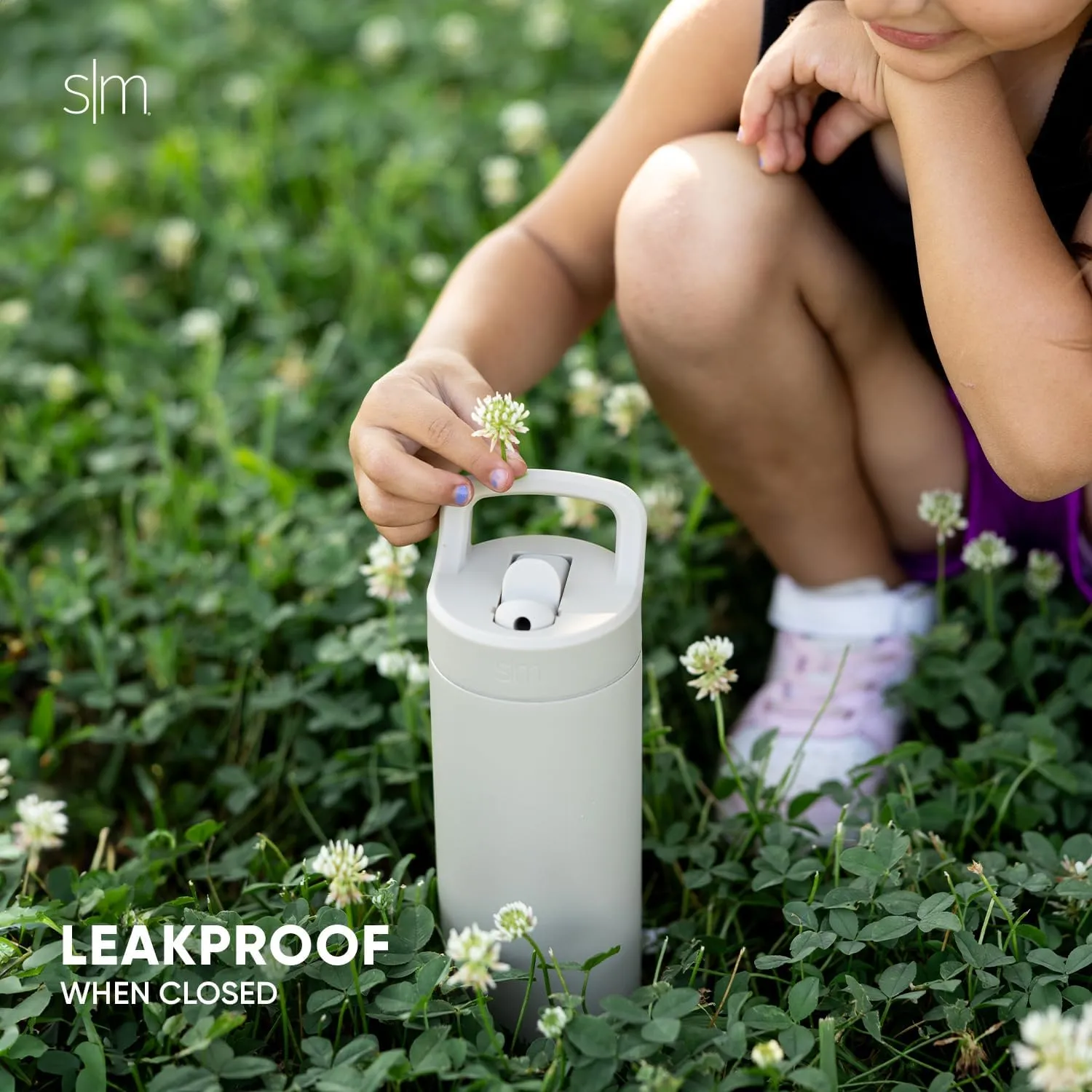 Simple Modern Kids Water Bottle with Straw lid | Insulated Stainless Steel Thermos | Reusable Water Bottles for Girls, School & Sports | Leak Proof & BPA Free | Mesa Collection | 16oz, Almond Birch