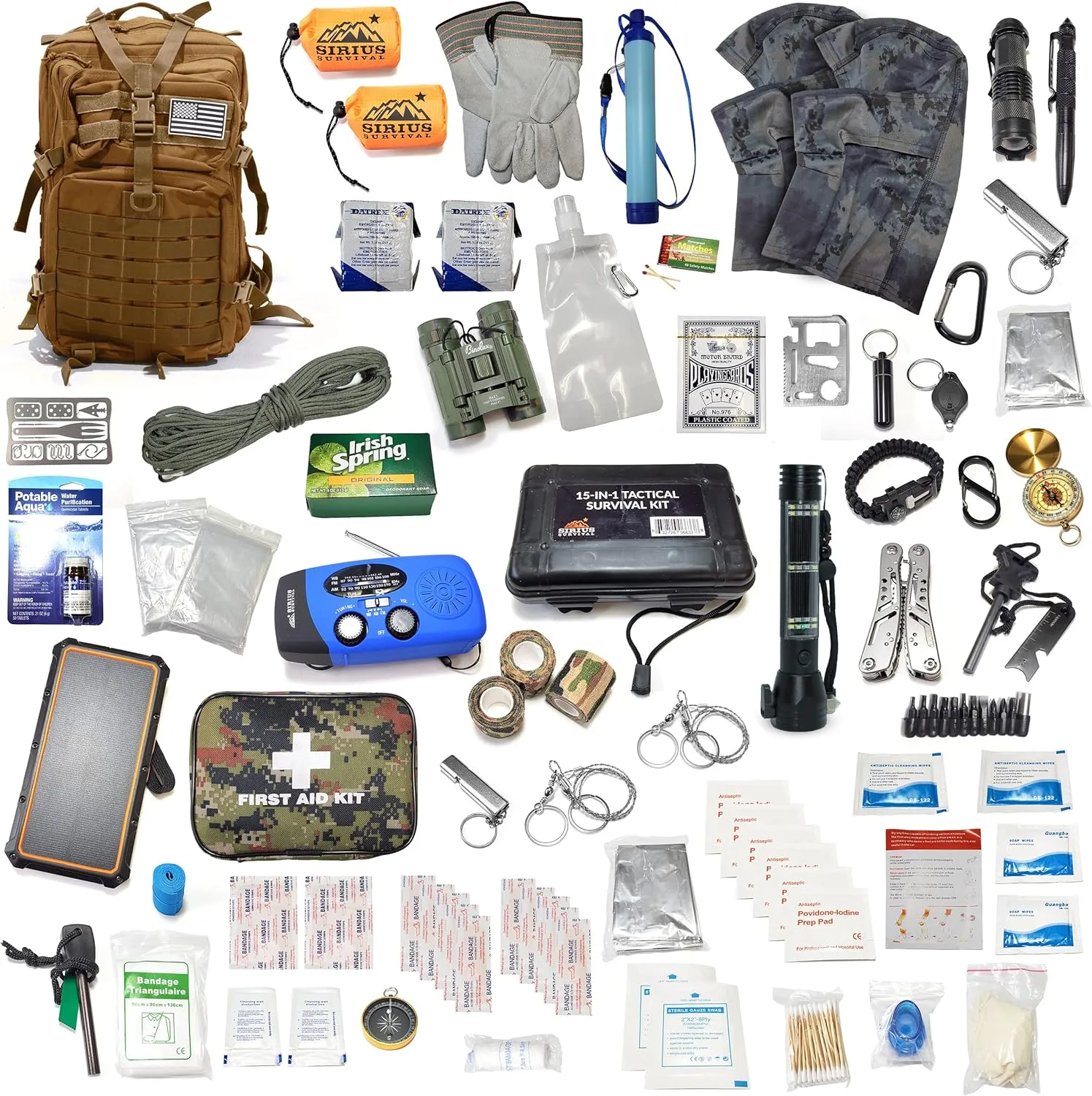 Sirius: Pre-Packed Bug Out Bag - 72 Hour Kit for 2 People - Bugout Backpack Survival Kit - Premium 50L Go Bag Tactical Backpack - Essential Bug Out Gear - Upgraded Survival Backpack