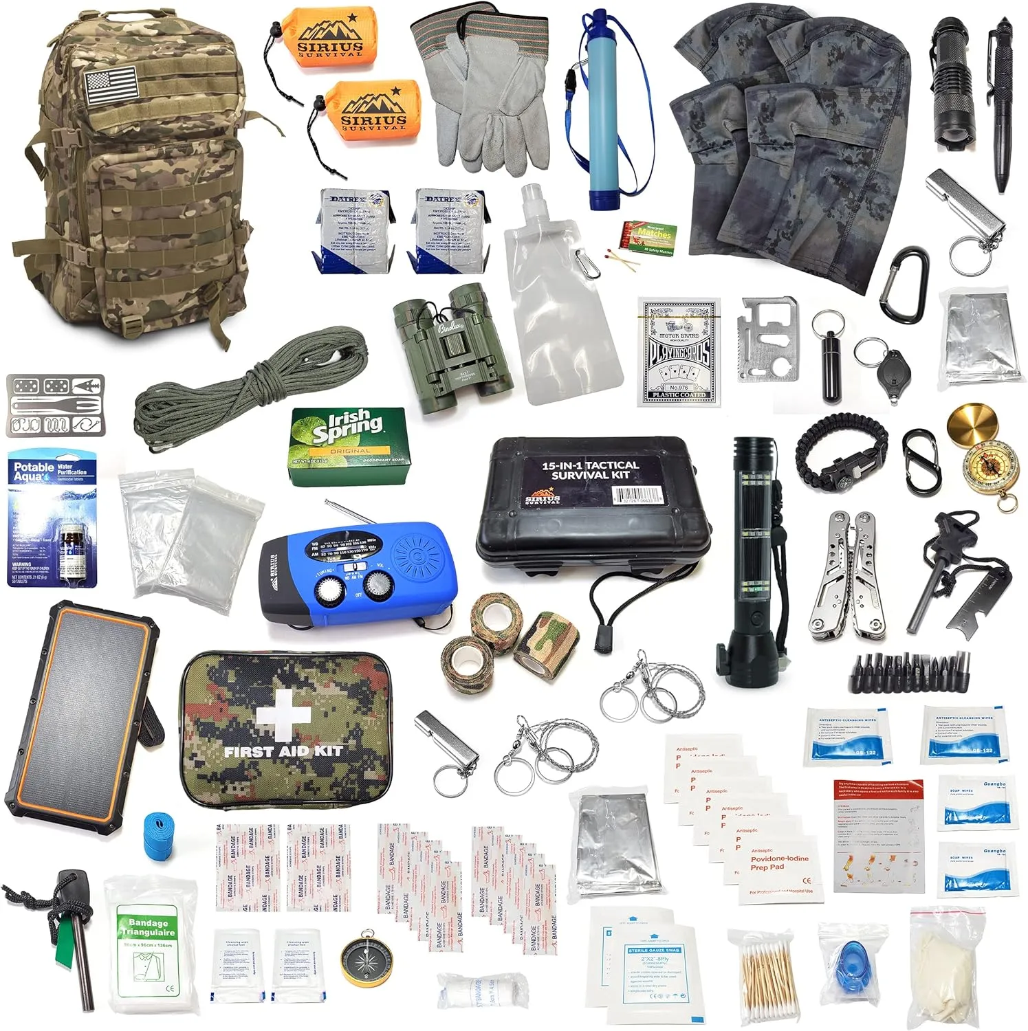 Sirius: Pre-Packed Bug Out Bag - 72 Hour Kit for 2 People - Bugout Backpack Survival Kit - Premium 50L Go Bag Tactical Backpack - Essential Bug Out Gear - Upgraded Survival Backpack