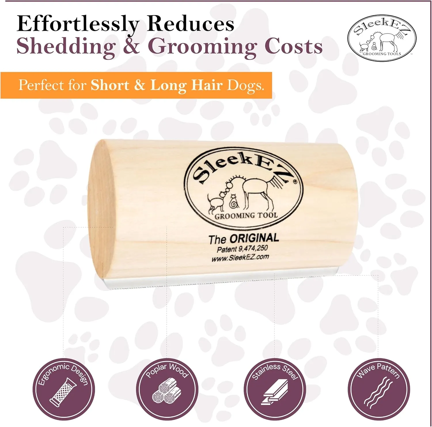 SleekEZ Dog Brush for Shedding & Dog Grooming Supplies, Pet Hair Removal Tool, Dog Hair Remover, Deshedding Dog Brush, Dog Brush for Short Haired Dogs, Dog Comb, Dog Hair Brush, Dog Shedding Brush
