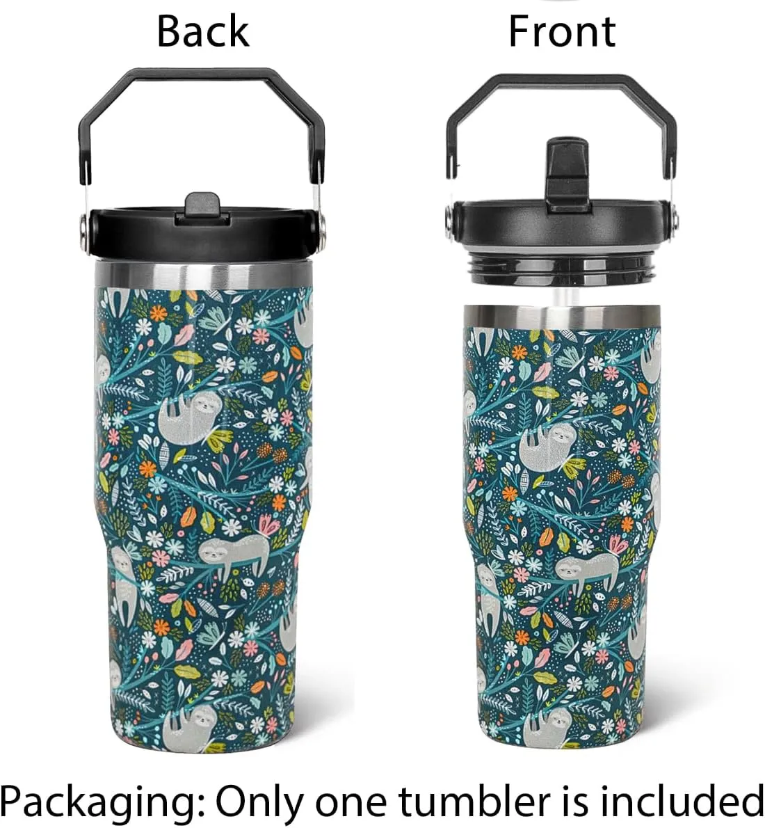 Sloth Tumbler with Handle & Flip Straw Cute Sloth Gifts Coffee Travel Mug Insulated Water Bottle Cup Sloths Stuff Decor Gifts for Women-30 OZ(1PCS)