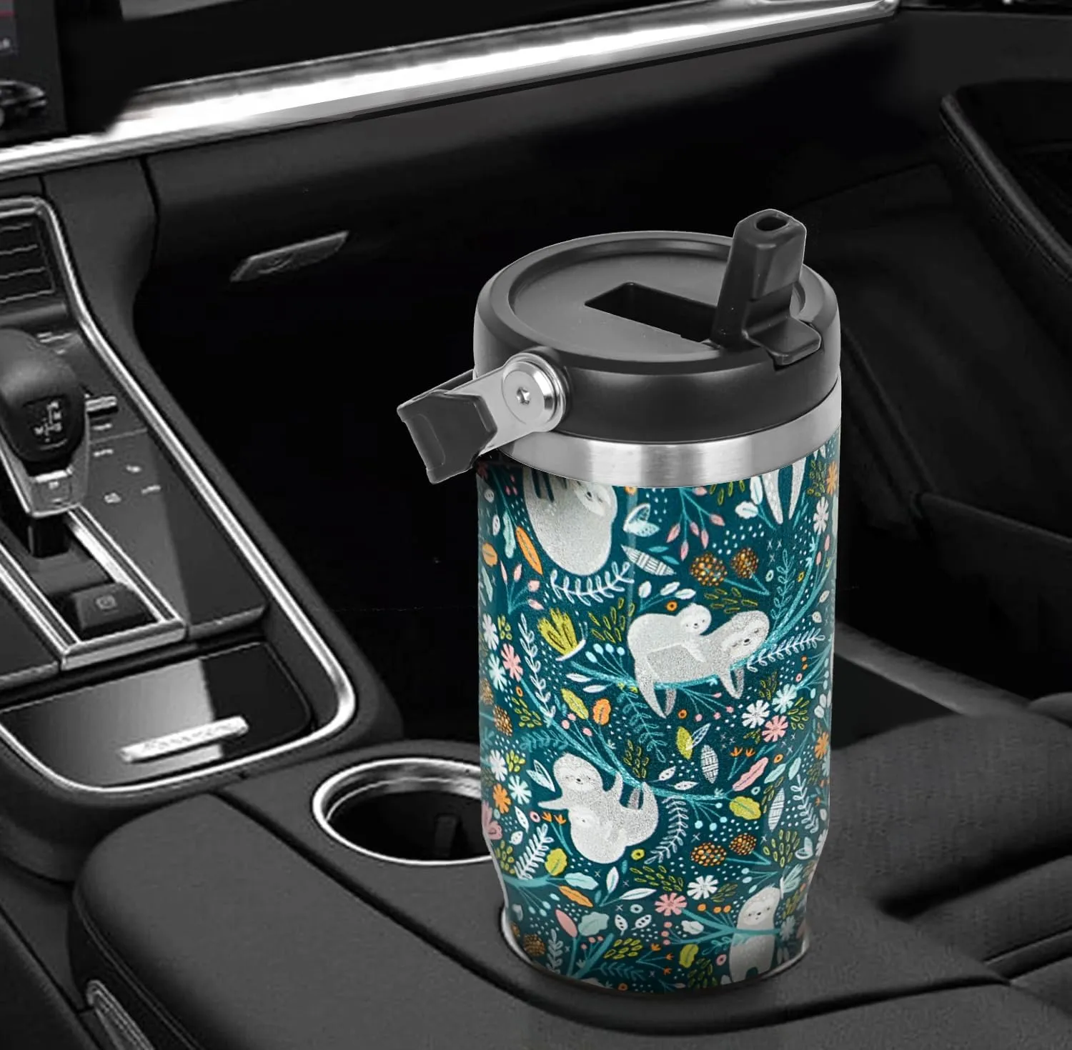 Sloth Tumbler with Handle & Flip Straw Cute Sloth Gifts Coffee Travel Mug Insulated Water Bottle Cup Sloths Stuff Decor Gifts for Women-30 OZ(1PCS)