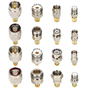 SMA Connector Kit in Adapter Standard SMA/BNC/UHF/N/F Male to Female Cable Connector Converter Converter Pack of 16