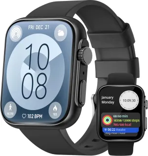 Smart Watch for Men Women [46mm], Bluetooth Call, Sleep & Stress Tracking, 120  Sports Modes, GPS Activity Tracker, Water Resistant (Black)