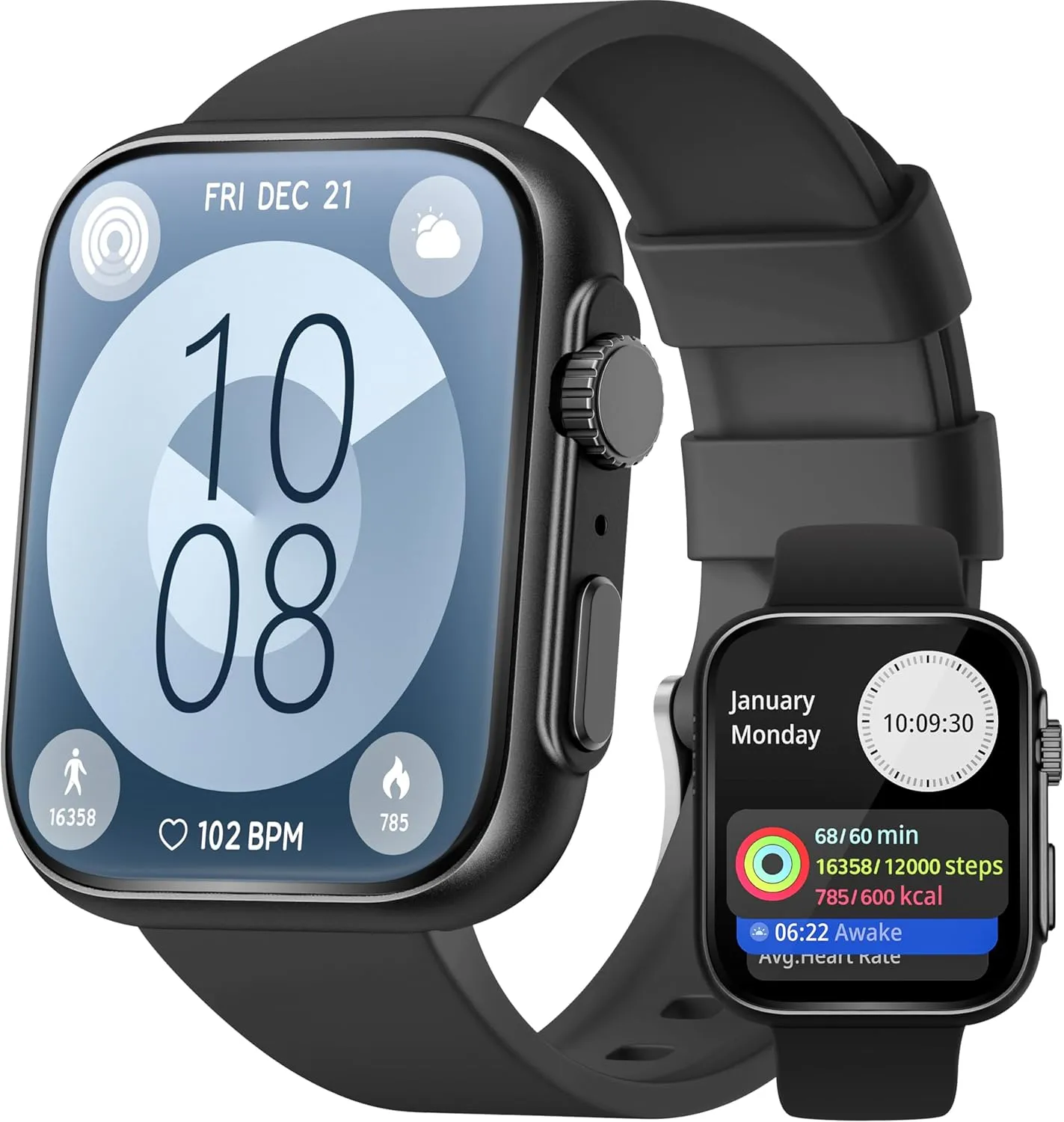 Smart Watch for Men Women [46mm], Bluetooth Call, Sleep & Stress Tracking, 120  Sports Modes, GPS Activity Tracker, Water Resistant (Black)
