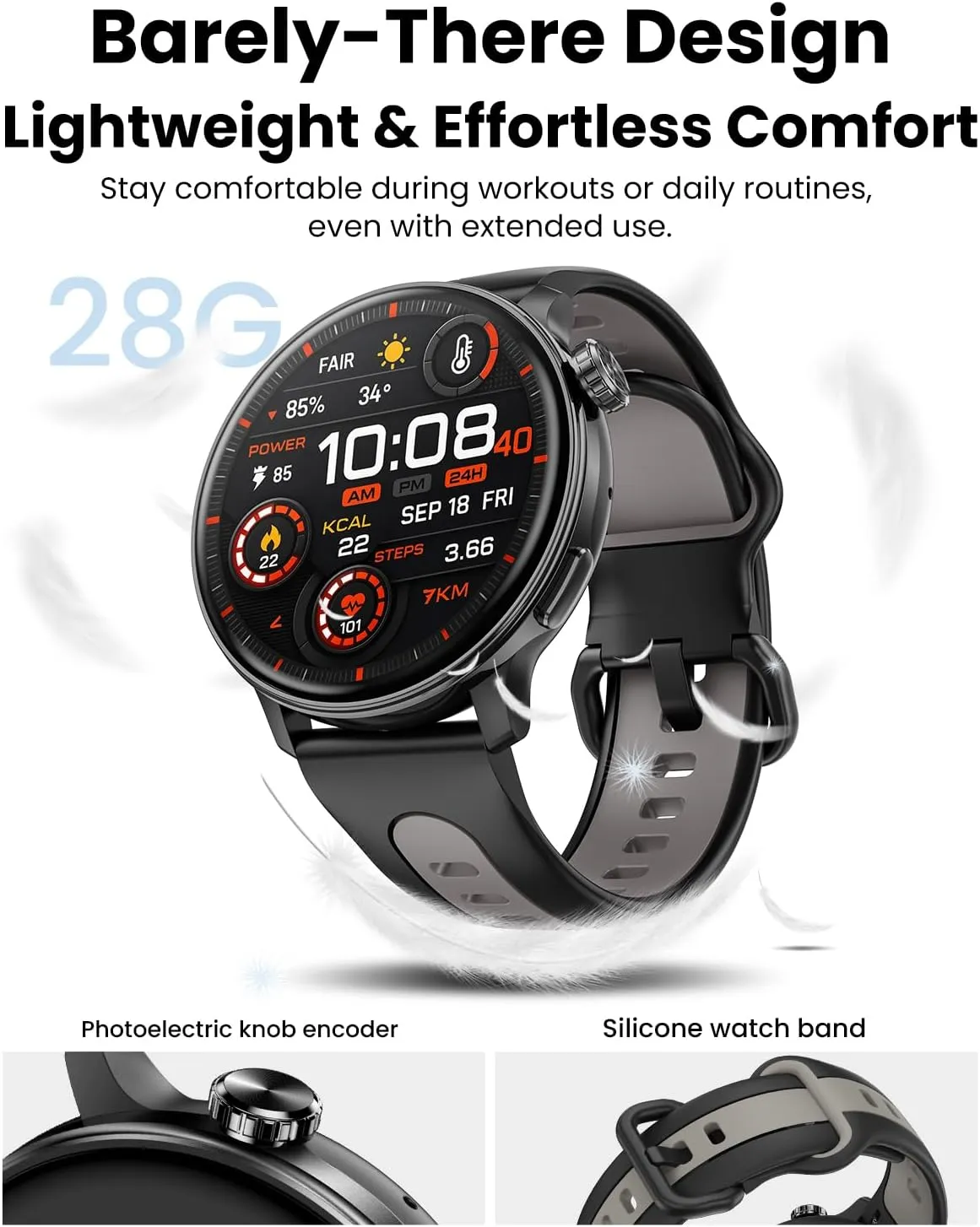 Smart Watch GPS, 1.43" AMOLED Screen Smart Watch for Men/Women Fitness Tracker, Military Smartwatches Compass，Compatible with Android & iOS (Bluetooth Call Answer/Dial), Multiple Sports Modes