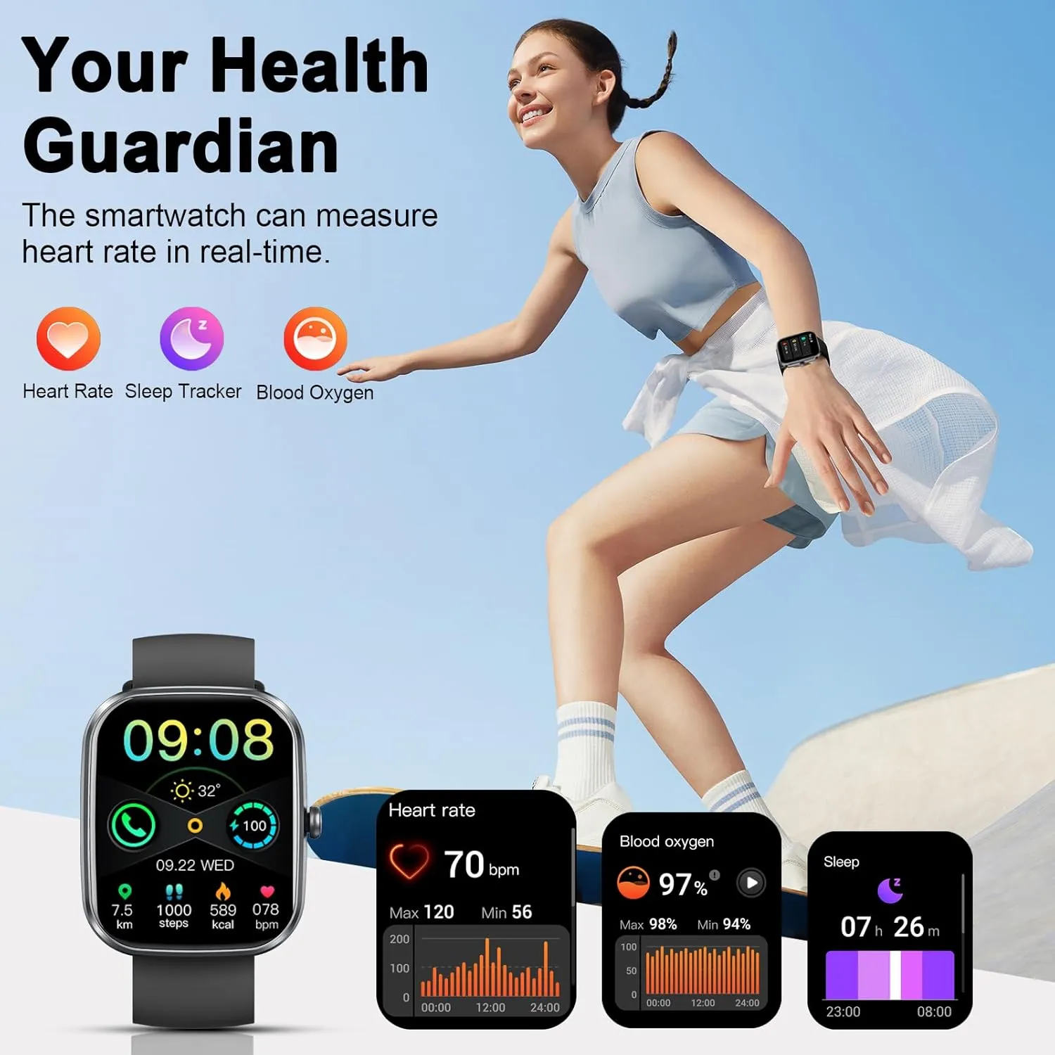 Smart Watch(Answer/Make Call), 1.91" Smartwatch for Men Women, 2025 Fitness Watch with 110  Sport Modes, Fitness Activity Tracke with Pedometer/Sleep Monitor/Heart Rate/IP68 Waterproof,for Android iOS