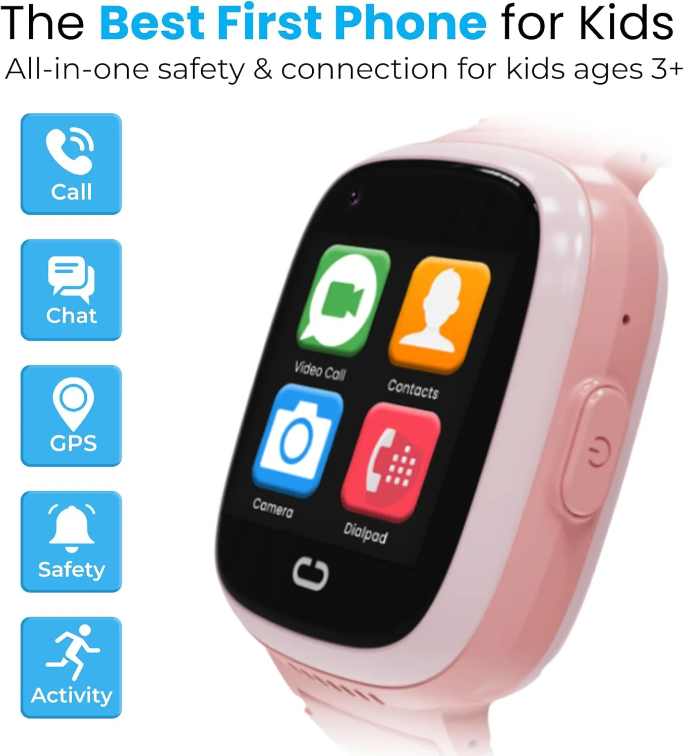 Smartwatch for Kids 3-12| 4G LTE GPS Tracker for Kids & Voice Calling, Texting, SOS Alerts, Camera, Fitness Tracker, Parental Contral | Phone Watch for Boys & Girls- SIM Card (Pink)