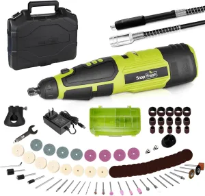 SnapFresh 12V Cordless Rotary Tool Kit,7 Variable Speeds w/Flex Shaft,80  Change Accessories Multi Tool-Battery Fast Charger & Tool Bag-for Cutting, Sanding, Polishing, Drilling,Handmade or DIY Crafts