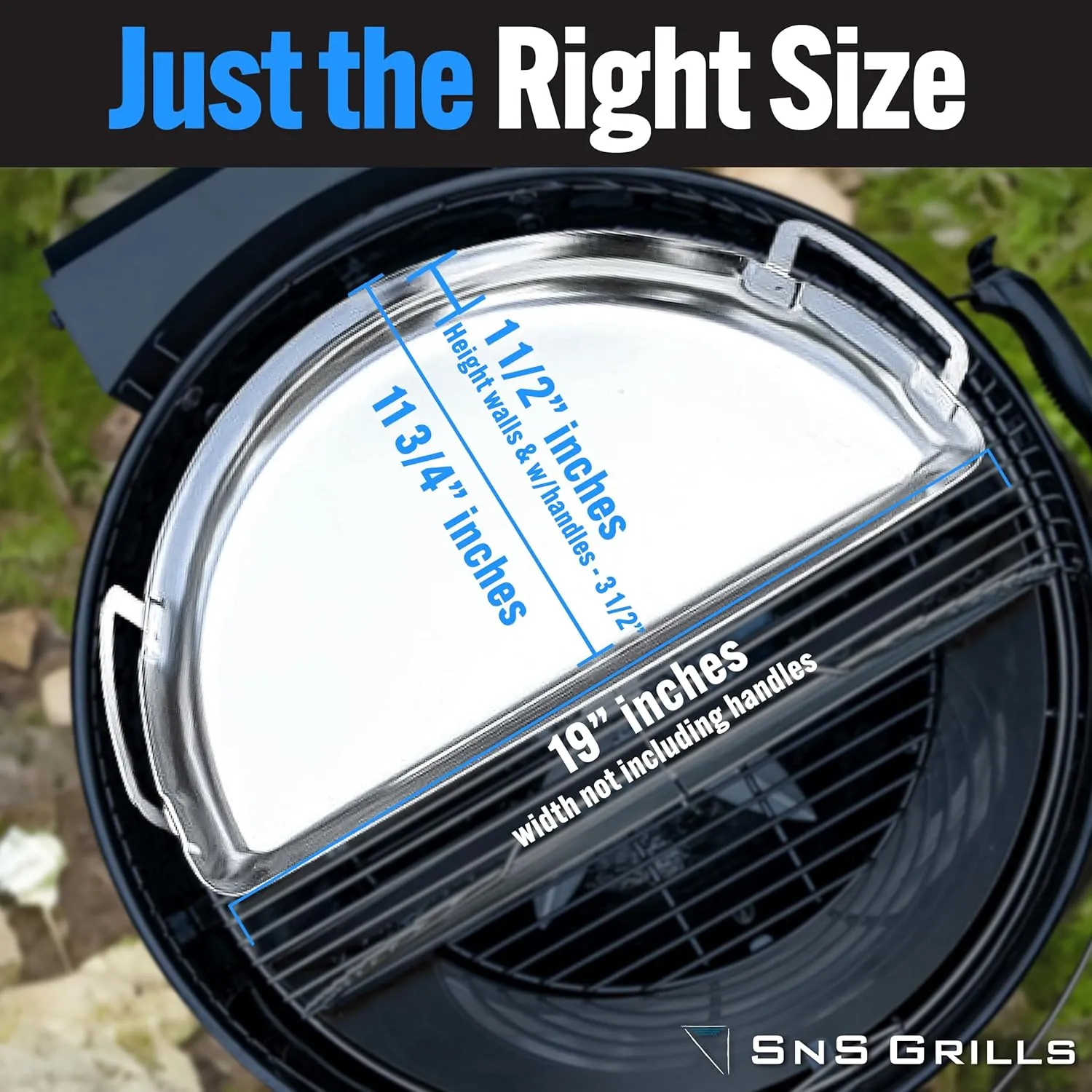 SnS Grills Drip 'N Griddle Pan - 3-in-1 Kettle Grill Accessory for Searing, Dripping, and Griddling, Dishwasher Safe Stainless Steel BBQ Accessory Ideal for 22" Weber and Other Charcoal Grills