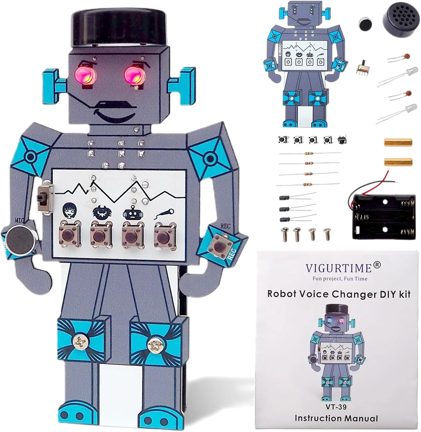 Soldering Robot Recording and Voice Changing DIY Kit Electronic Soldering Project Practice Kit Cool Sound Effects Fun STEM Kit for Family and Friends