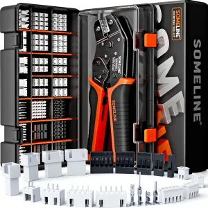 SOMELINE® Crimp Tool Connector Kit, JST-XH 2.5mm/Dupont 2.54mm Connector Set, 21 Types of Connectors, 30-20 AWG Ratcheting Crimper for JST Series,KF2510,Molex,AMP EI Series
