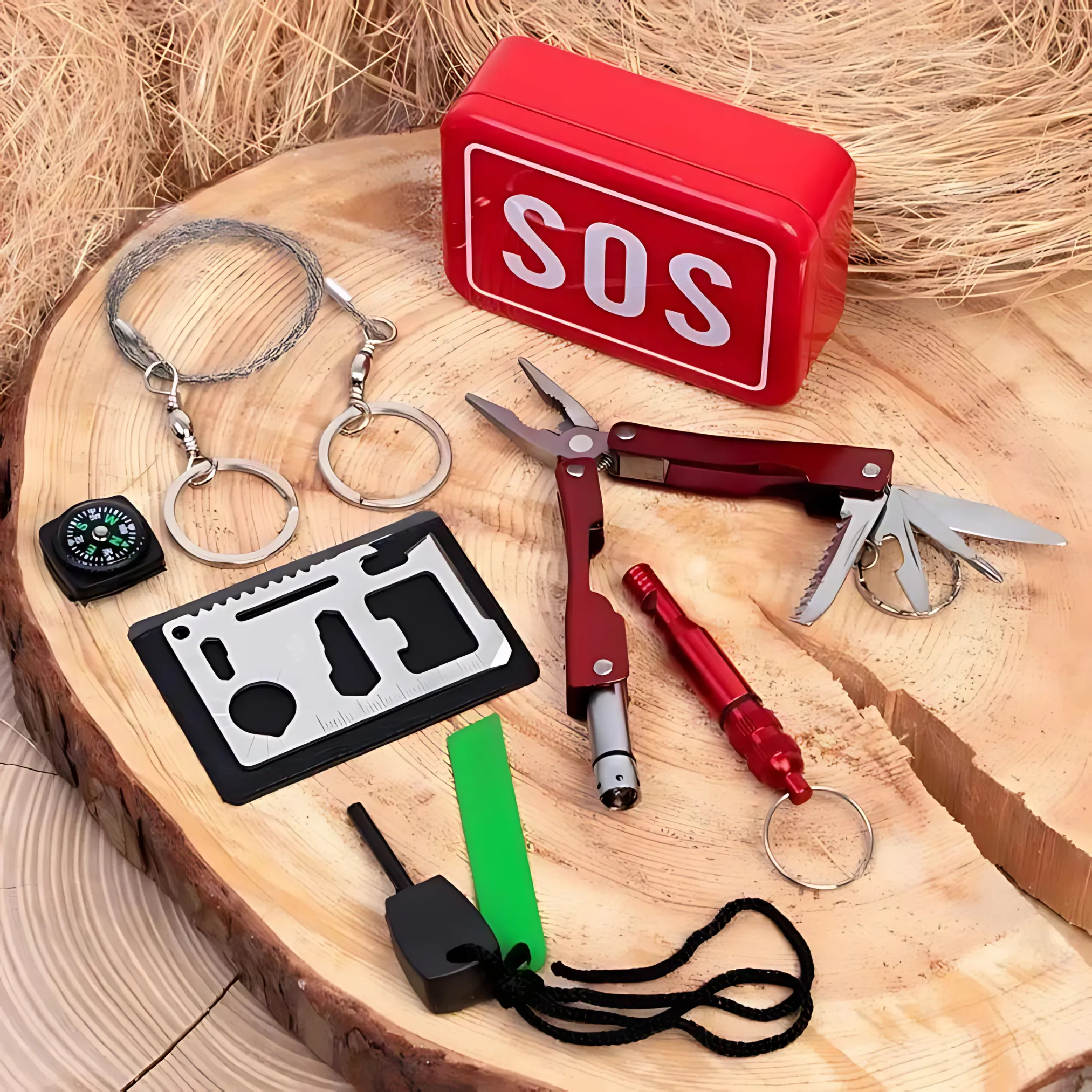 SOS First Aid Survival tools tinplate box