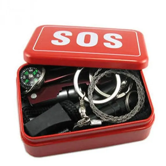 SOS First Aid Survival tools tinplate box