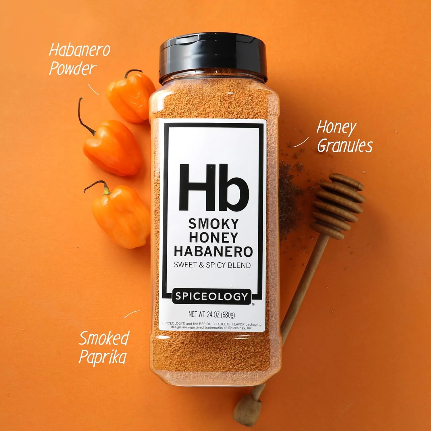 Spiceology – Smoky Honey Habanero – Sweet & Spicy BBQ Rub for Chicken, Ribs, Pork, Steak & Seafood – Smoked Paprika, Honey & Habanero Powder – Gluten-Free Meat Rub & Grill Seasoning – 24 oz