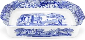 Spode Blue Italian Large Rectangular Handled Dish | Deep Baking Pan for Oven | Casserole and Lasagna Bakeware | 15 x 12 Inch | Microwave and Dishwasher Safe