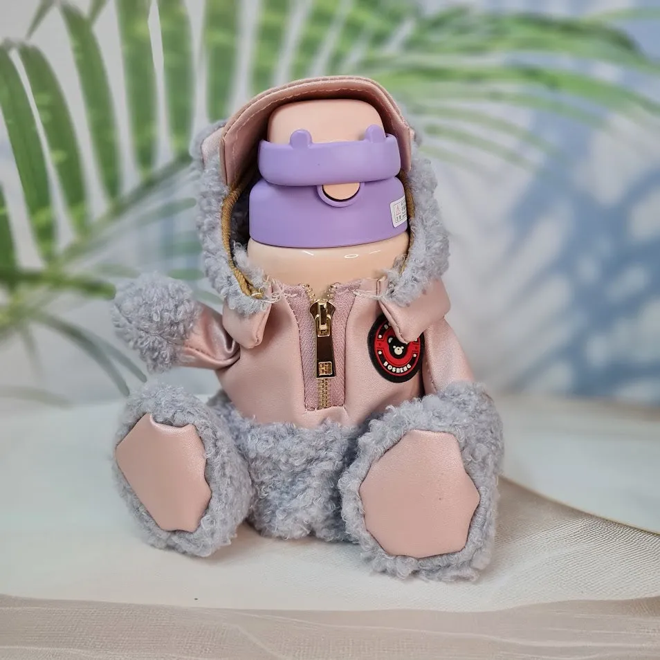 SS Insulated Vacuum Water Bottle - Cute Teddy Carry Cover