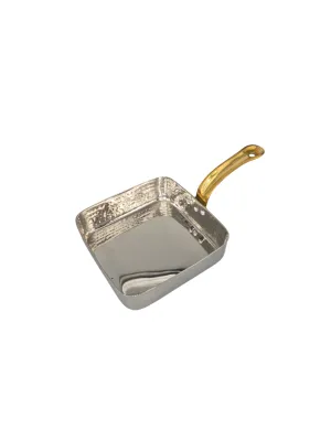 Stainless Steel Hammered Square Fry Pan with Brass Handle for Serving #1, 500 ML, 4.75"