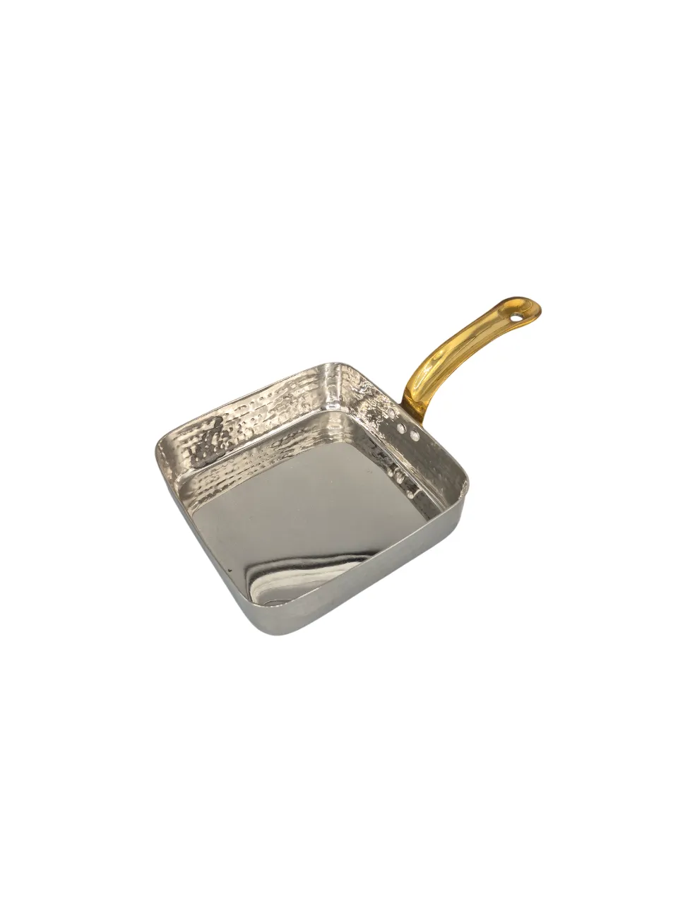 Stainless Steel Hammered Square Fry Pan with Brass Handle for Serving #1, 500 ML, 4.75"