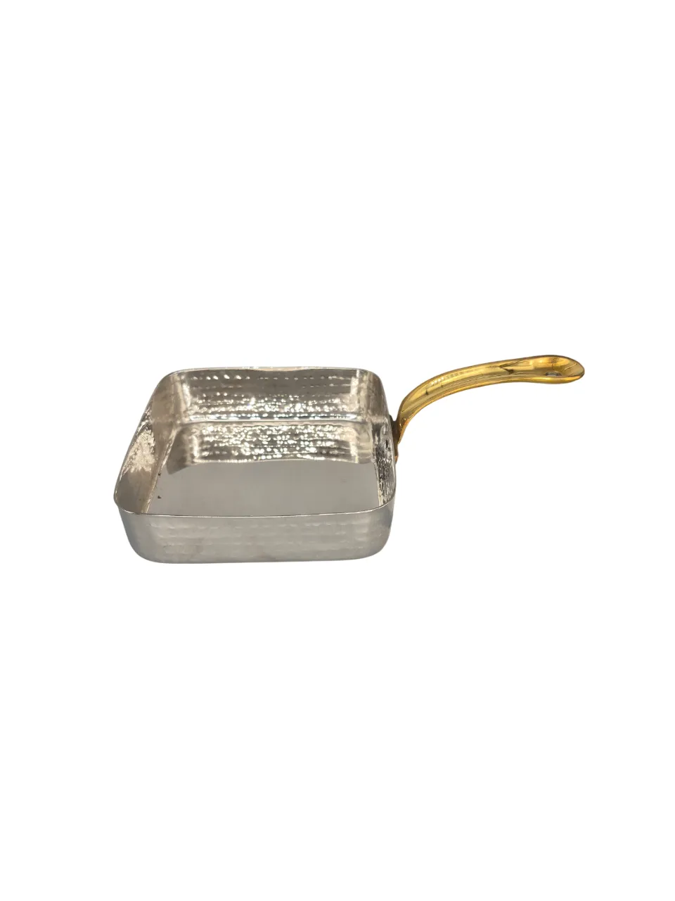 Stainless Steel Hammered Square Fry Pan with Brass Handle for Serving #1, 500 ML, 4.75"