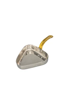 Stainless Steel Hammered Triangle Shape Serving Pan with Brass Handle #2, 700 ML, 6"