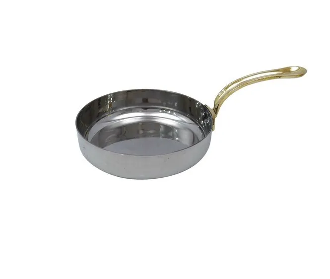 Stainless Steel Serving Fry Pan with Brass Handle #2, 475 ML, 5.25"