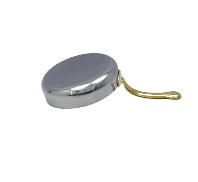 Stainless Steel Serving Fry Pan with Brass Handle #2, 475 ML, 5.25"