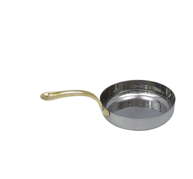 Stainless Steel Serving Fry Pan with Brass Handle #2, 475 ML, 5.25"