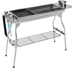 Stainless Steel Thickened Grill, Household Grill Rack, Outdoor Folding Charcoal Grill, Supplies Rack