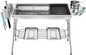 Stainless Steel Thickened Grill, Household Grill Rack, Outdoor Folding Charcoal Grill, Supplies Rack
