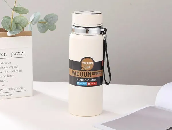 Stainless Steel Water Bottle With Digital Temperature Vacuum Insulated Water Bottle, Large Capacity, Outdoor Portable Sports Water Bottle With Rope Handle (random Color)