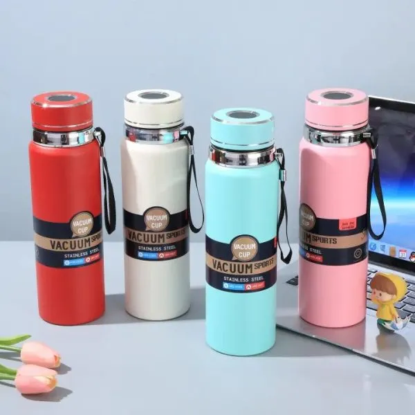 Stainless Steel Water Bottle With Digital Temperature Vacuum Insulated Water Bottle, Large Capacity, Outdoor Portable Sports Water Bottle With Rope Handle (random Color)