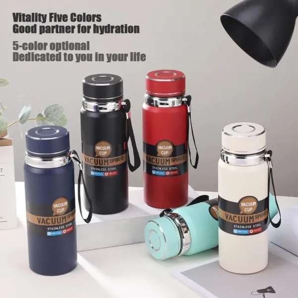 Stainless Steel Water Bottle With Digital Temperature Vacuum Insulated Water Bottle, Large Capacity, Outdoor Portable Sports Water Bottle With Rope Handle (random Color)